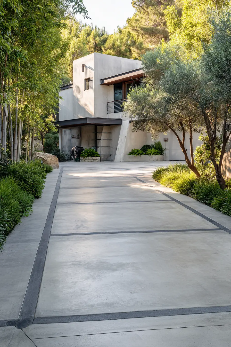 Modern Concrete Driveway with Sleek Borders