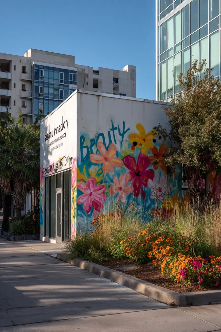 Colorful Floral Mural Entrance