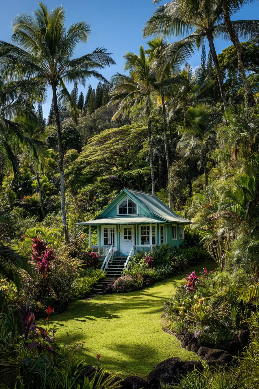 Tropical Cottage with Overhang Roof Charm