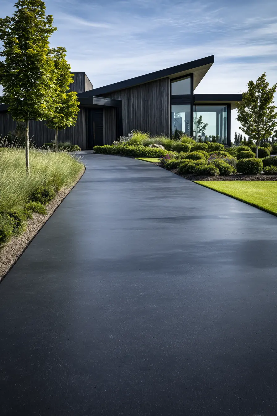 Sleek Black Driveway for Modern Curb Appeal