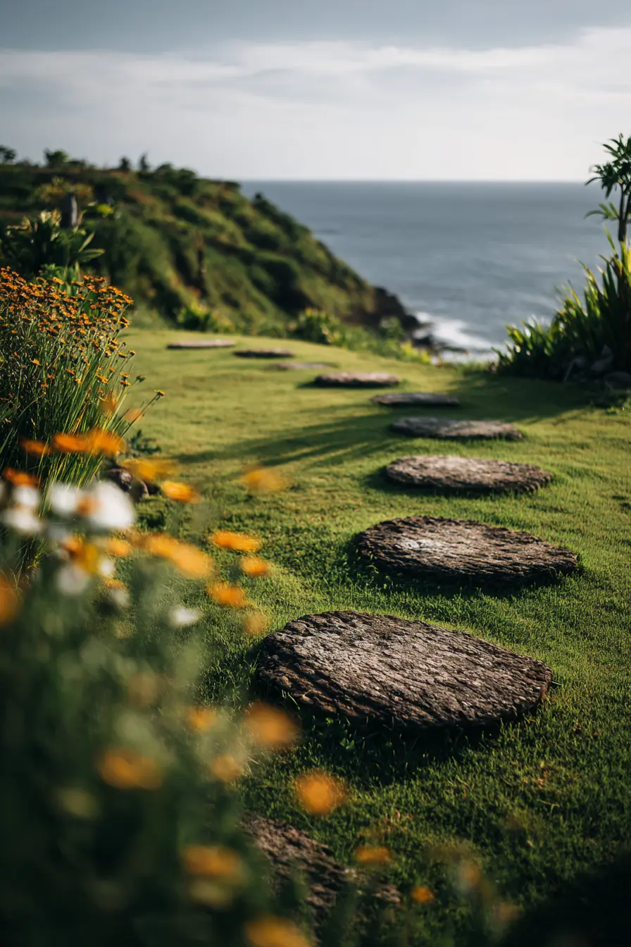 Natural Log Stepping Stones for a Rustic Path