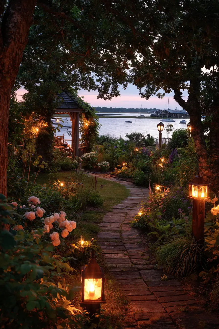 Enchanting Deck Walkway with Garden Glow