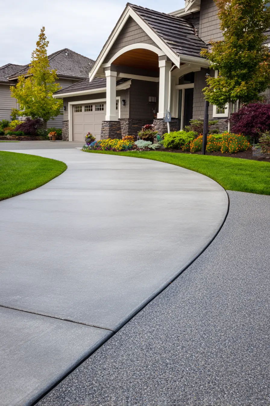 Smooth Concrete Curve for Driveway Division