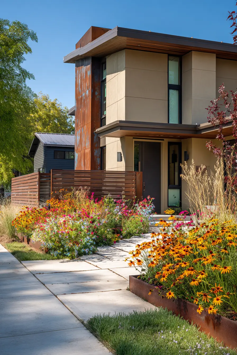 Modern Steel Edging with Wildflower Charm