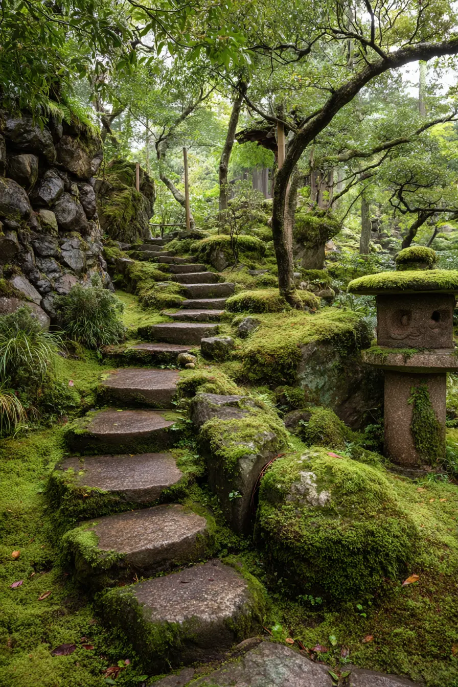 Stone Steps Surrounded by Mossy Charm