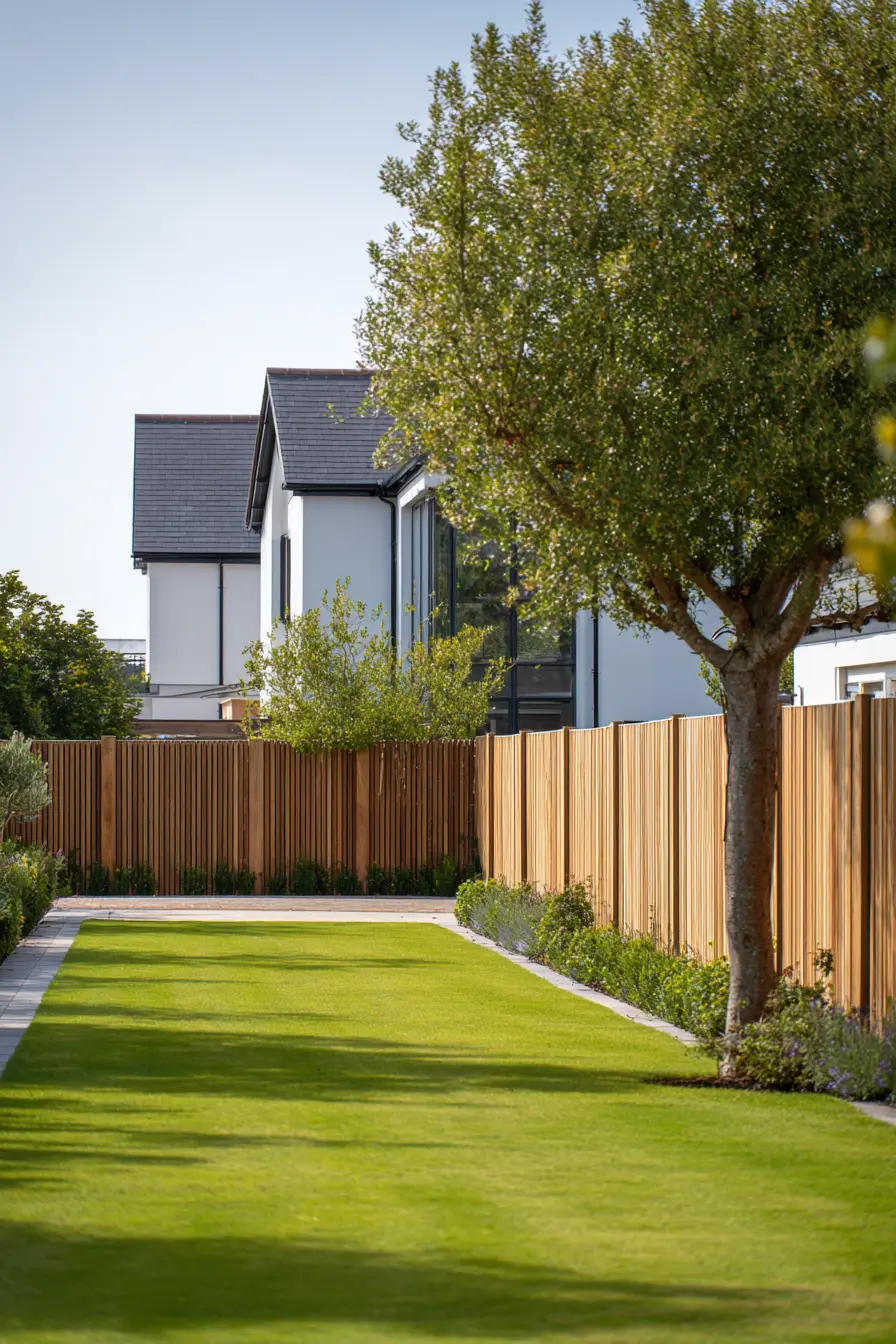 Wooden Slat Fence for Modern Curb Appeal