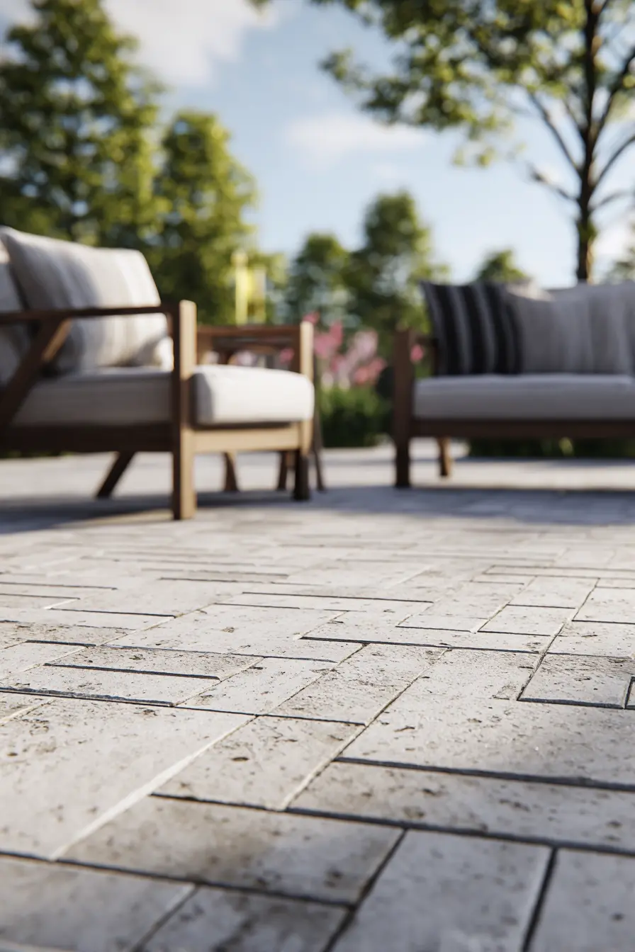 Classic Herringbone Brick Paver Patio