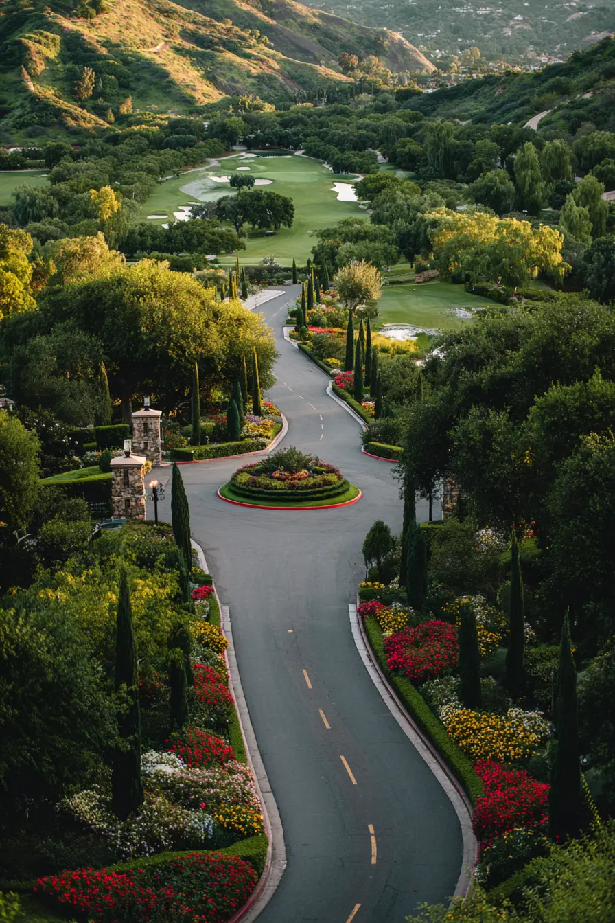 Lush Garden Horseshoe Driveway