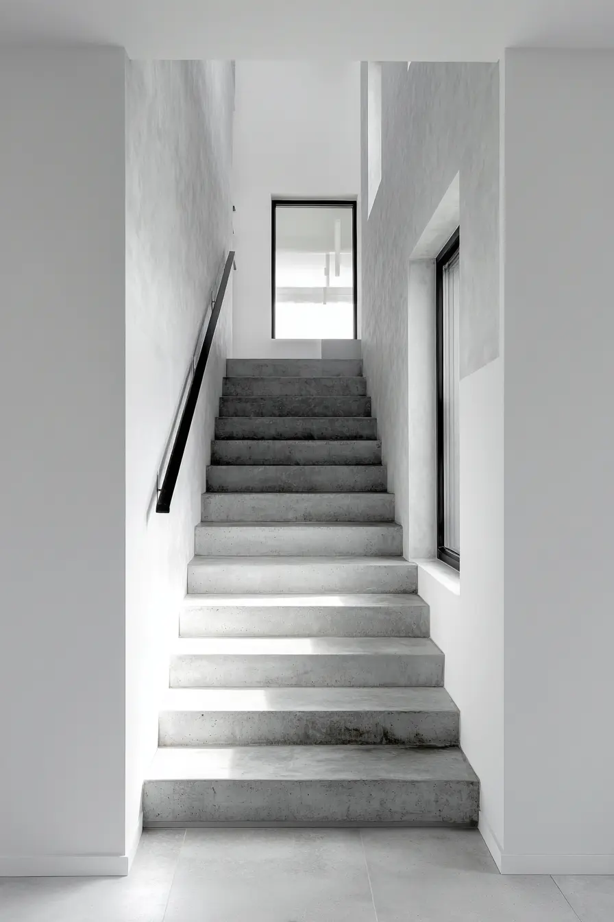 Minimal Handrail for Modern Concrete Stairs