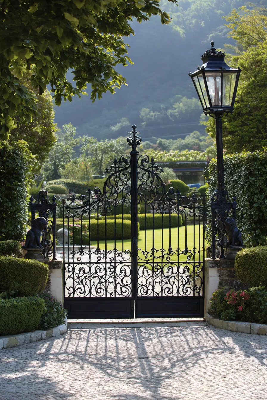 Elegant Wrought Iron Gate with Timeless Charm