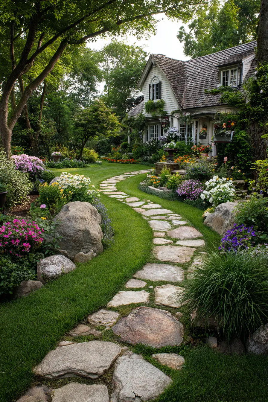 Charming Stone Walkway with Cottage Appeal