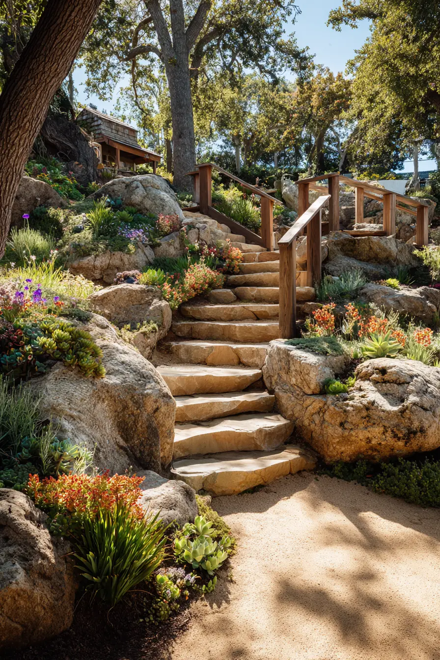 Rustic Stone Stair Risers with Natural Charm