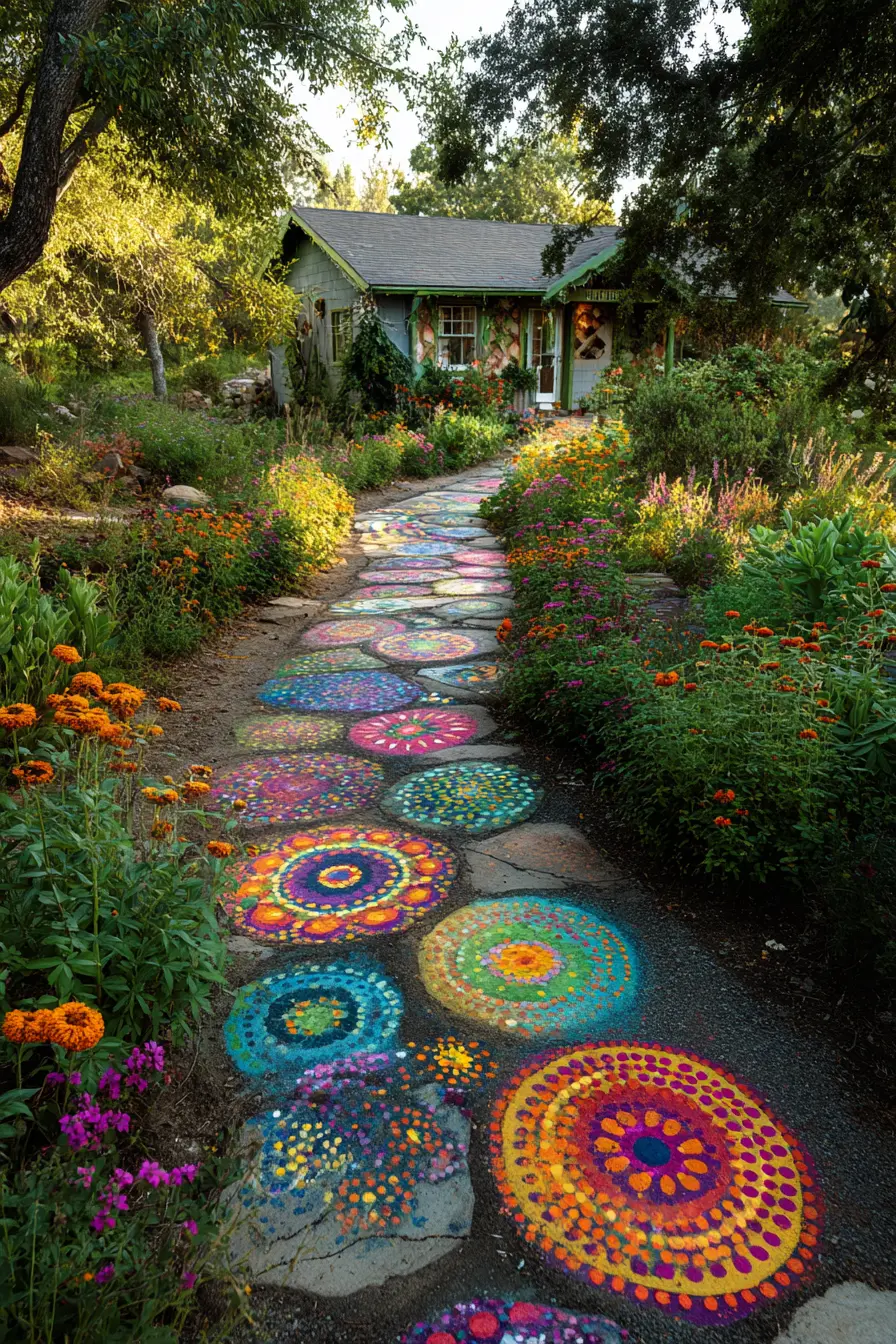 Whimsical Mandala Stepping Stones Path