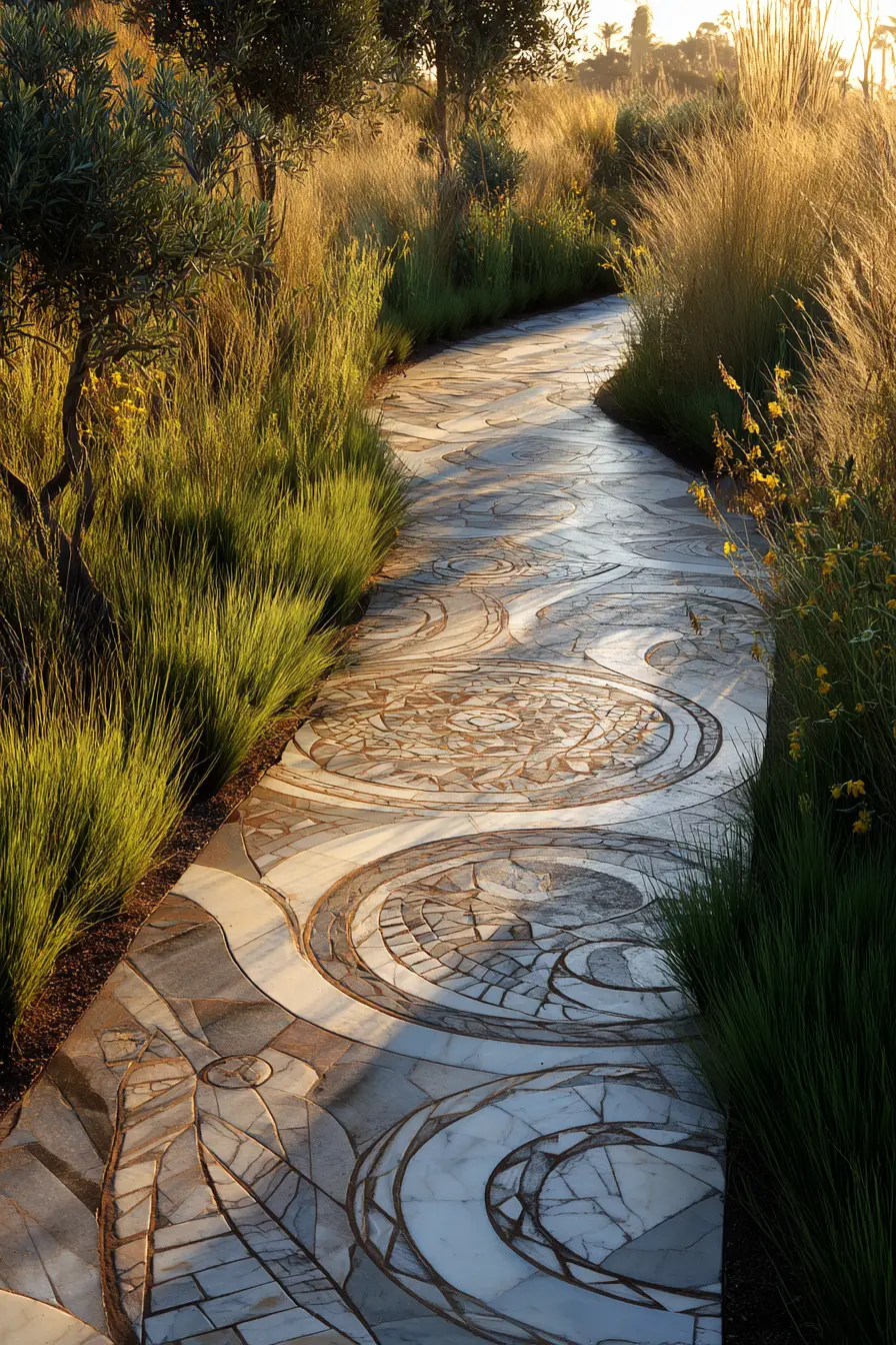 Artistic Stone Mosaic Pathway