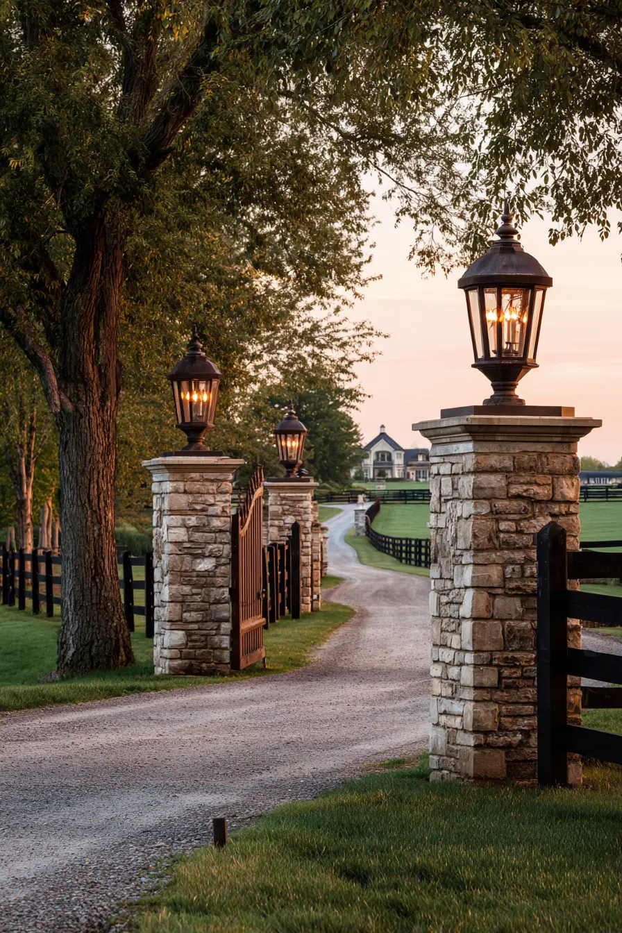 Stone Pillars with Lantern Glow