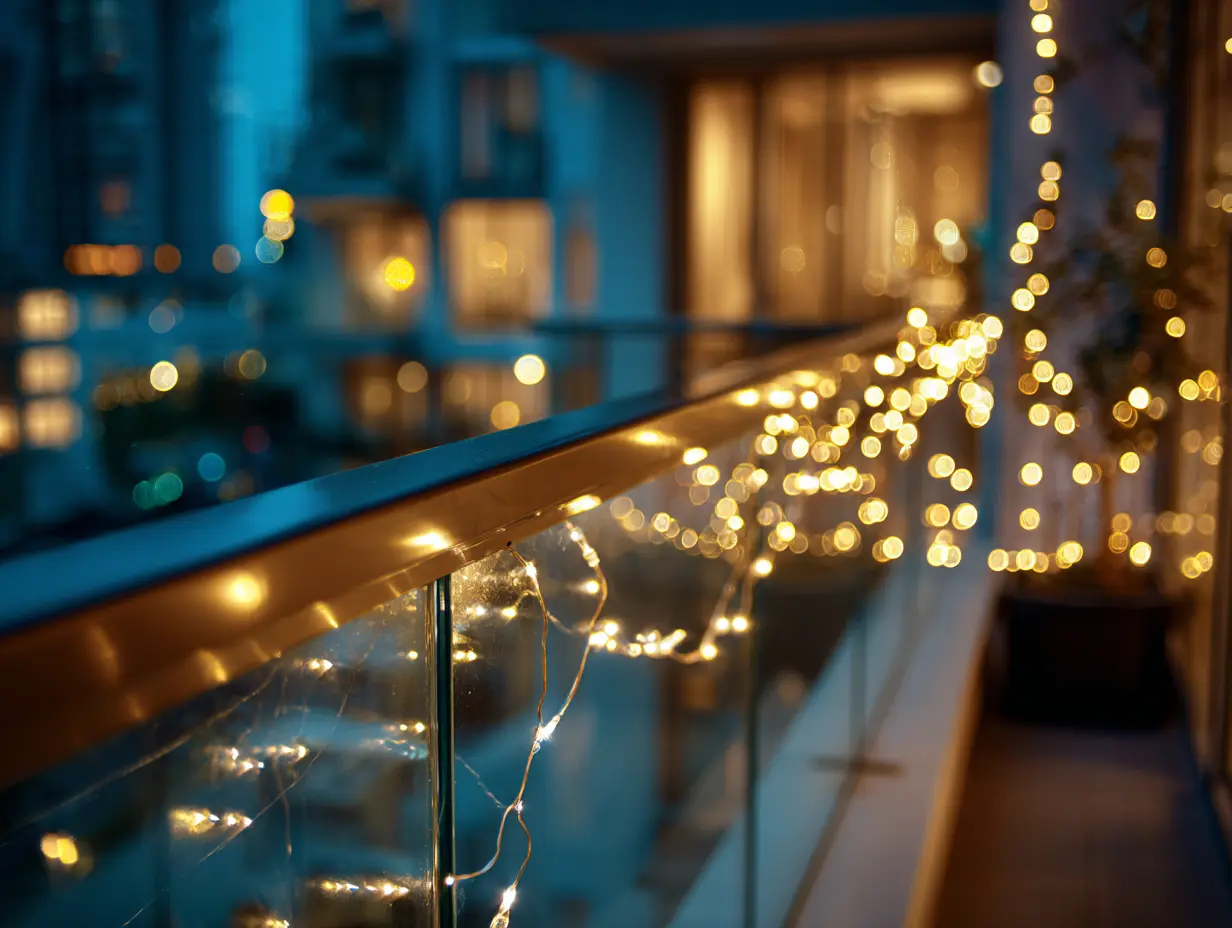 Hang String Lights From the Balcony Railing