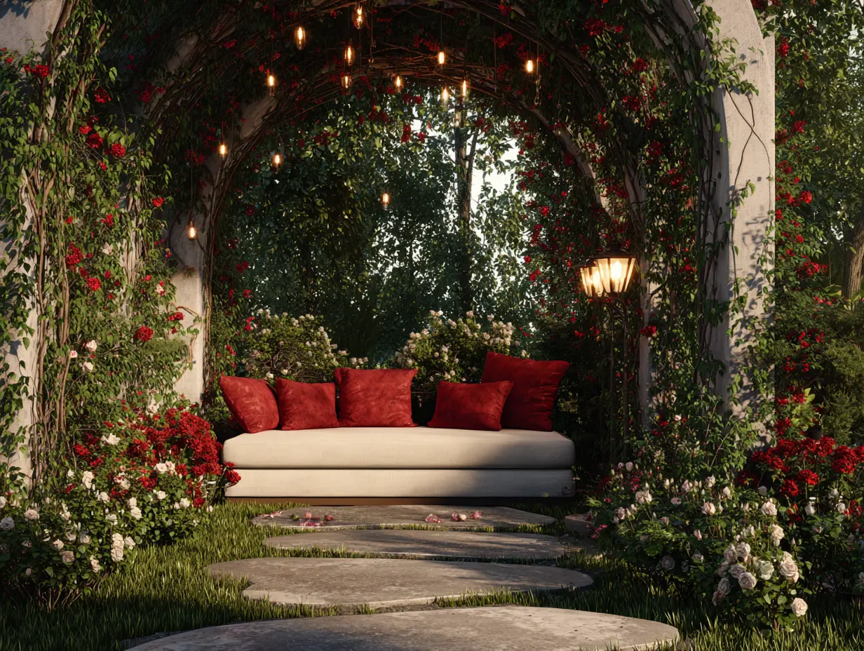 Incorporate Arches With Fairy Lights and Roses to Create Magical Walkways