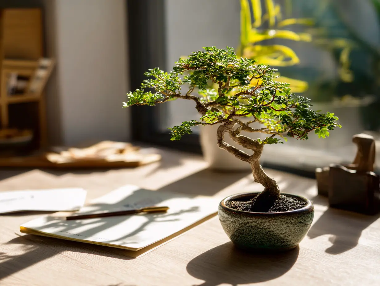 Showcase a Bonsai Tree for a Calming and Sophisticated Look