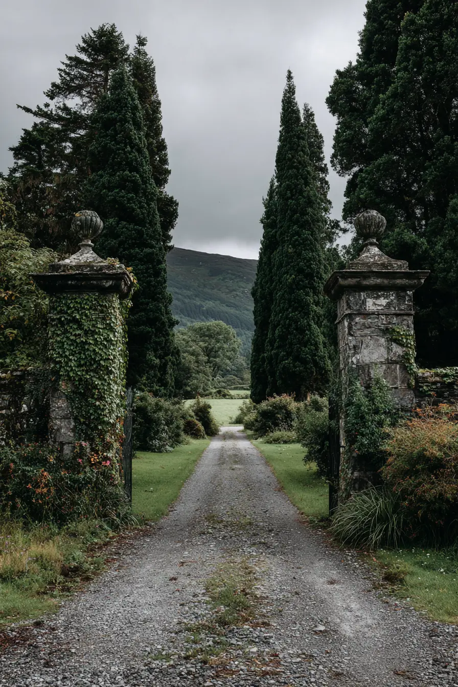 Weathered Stone Pillars with Ivy Charm