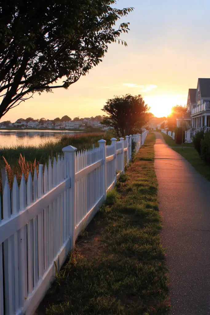 Ranch Driveway with Classic White Picket Fence