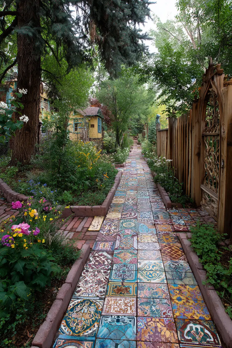 Colorful Mosaic Tile Garden Path