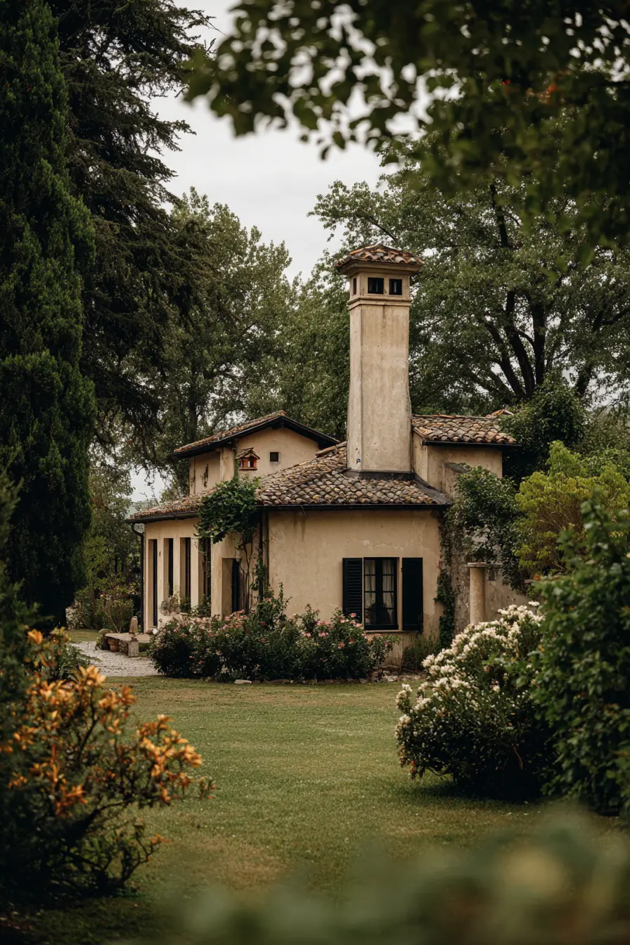 Tuscan Charm with Black Painted Chimney