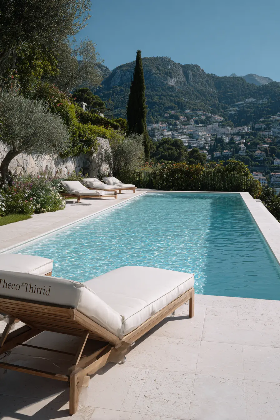 Limestone Coping with Scenic Hillside View