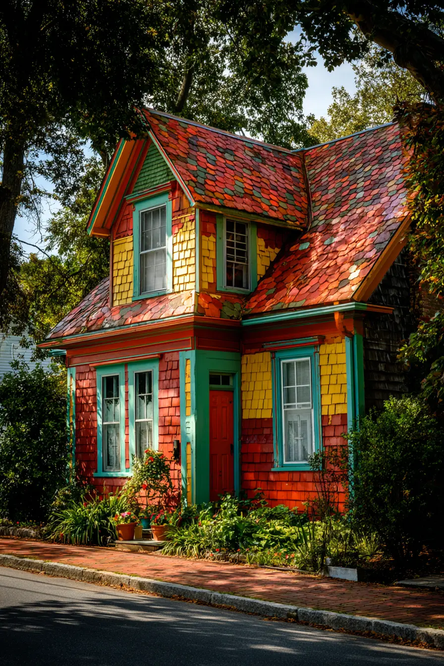 Vibrant Charm with Multicolor Shingle Siding