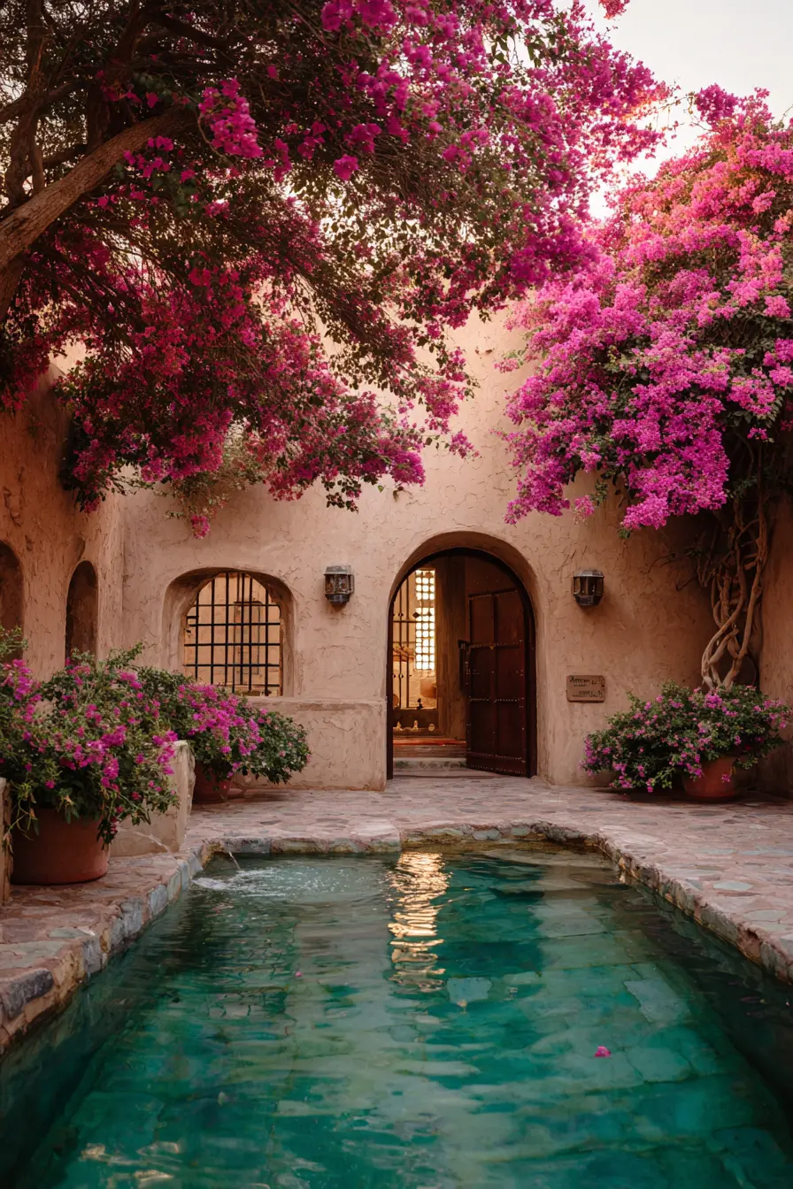 A Courtyard Pool Wrapped in Blooming Beauty