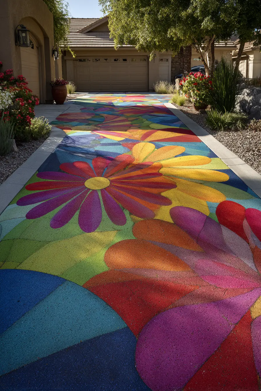 Bright Floral Driveway for a Joyful Welcome