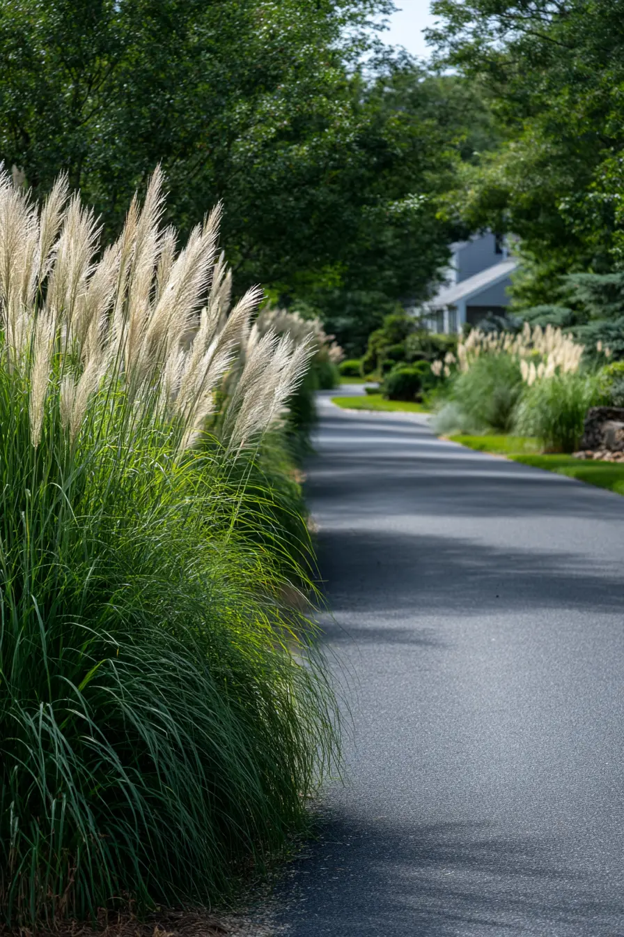 Ornamental Grass Driveway Divider