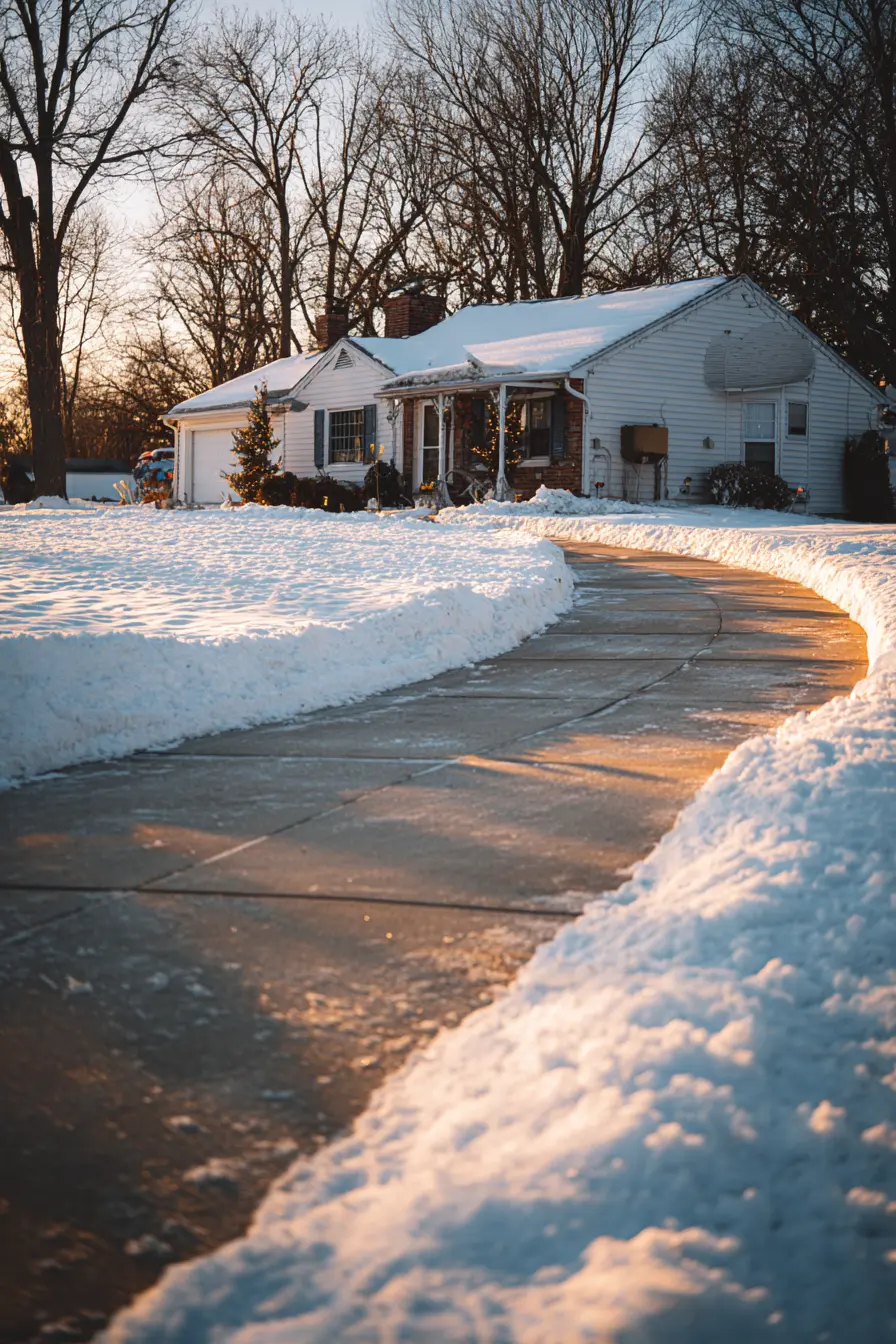 Concrete Driveway with Winter Charm