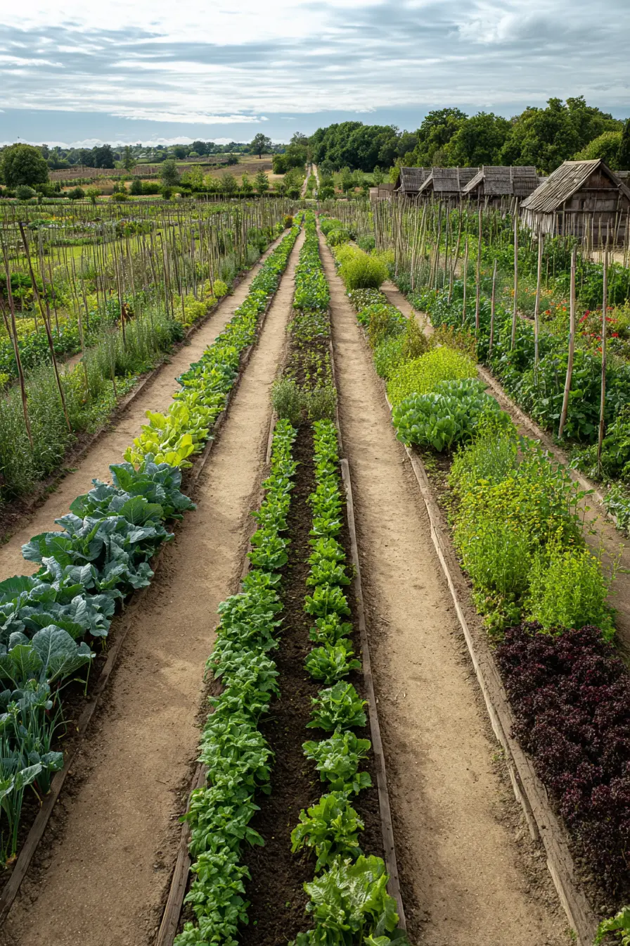 Straight Dirt Pathways for Organized Garden Rows