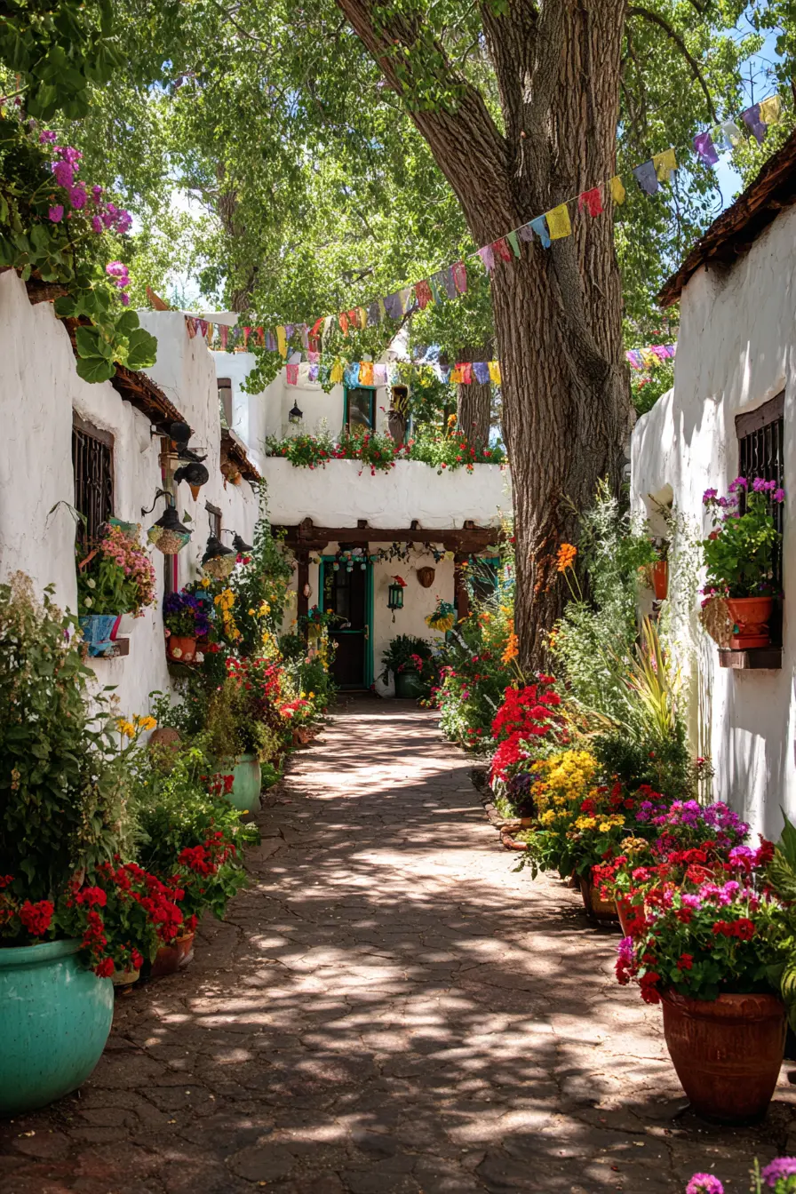 Vibrant Courtyard Driveway with Gravel Charm