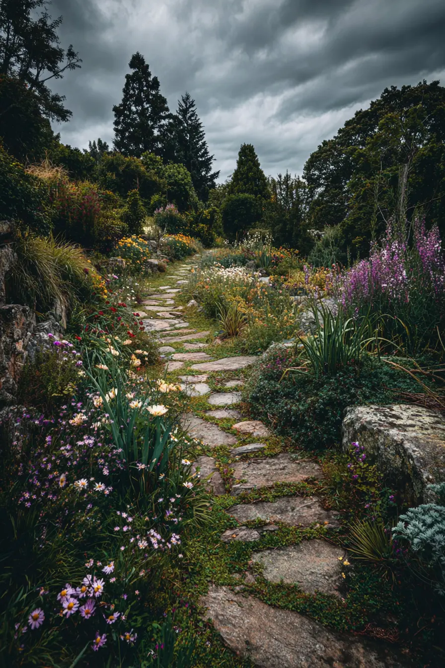 Stone-Inspired Composite Walkway in a Wild Garden