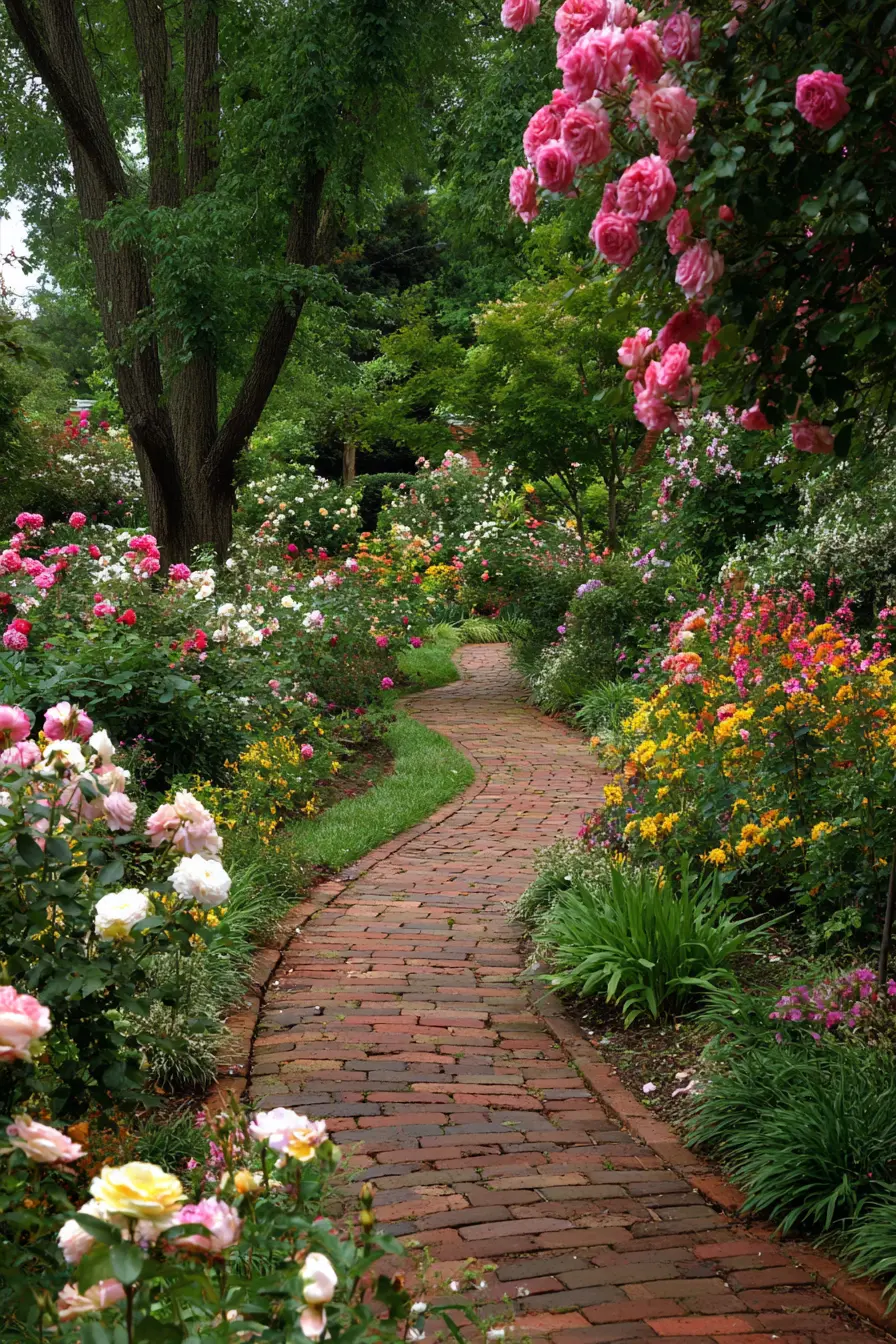 Romantic Brick Garden Pathway