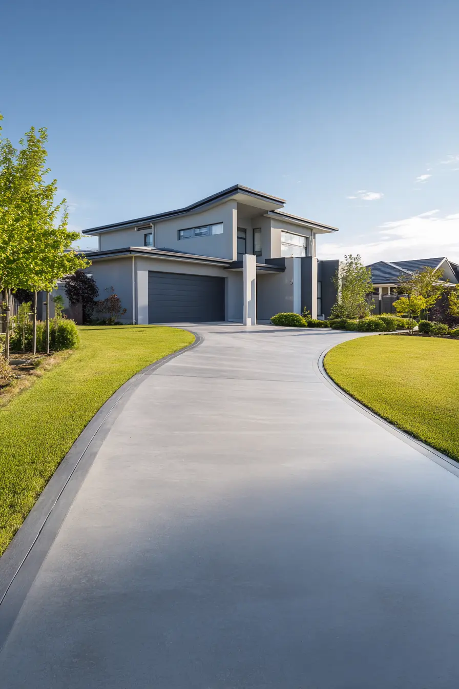 Sleek Concrete Horseshoe Driveway with Modern Flair