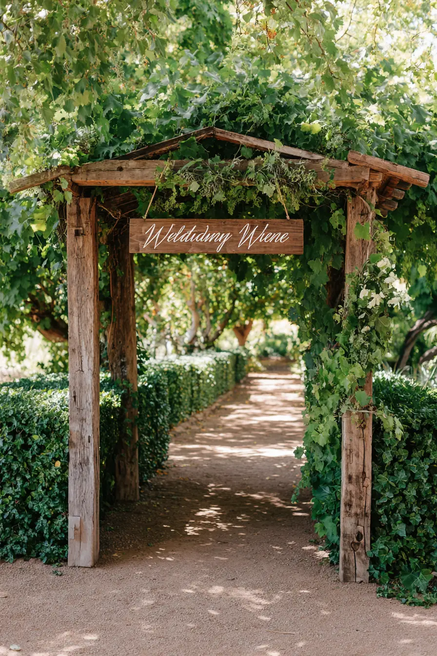 Rustic Wooden Driveway Entrance