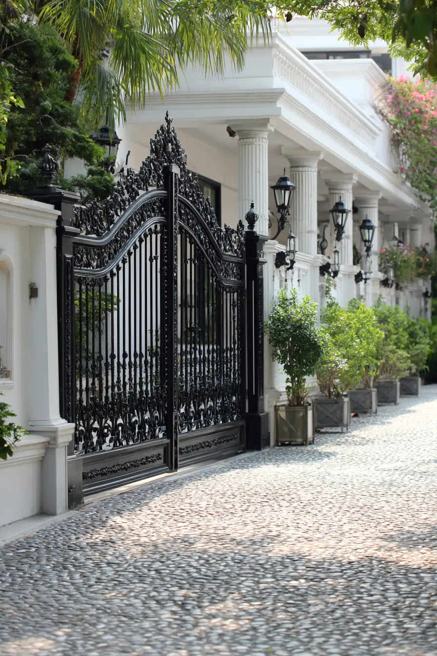 Ornate Wrought Iron Fence for Elegant Driveways