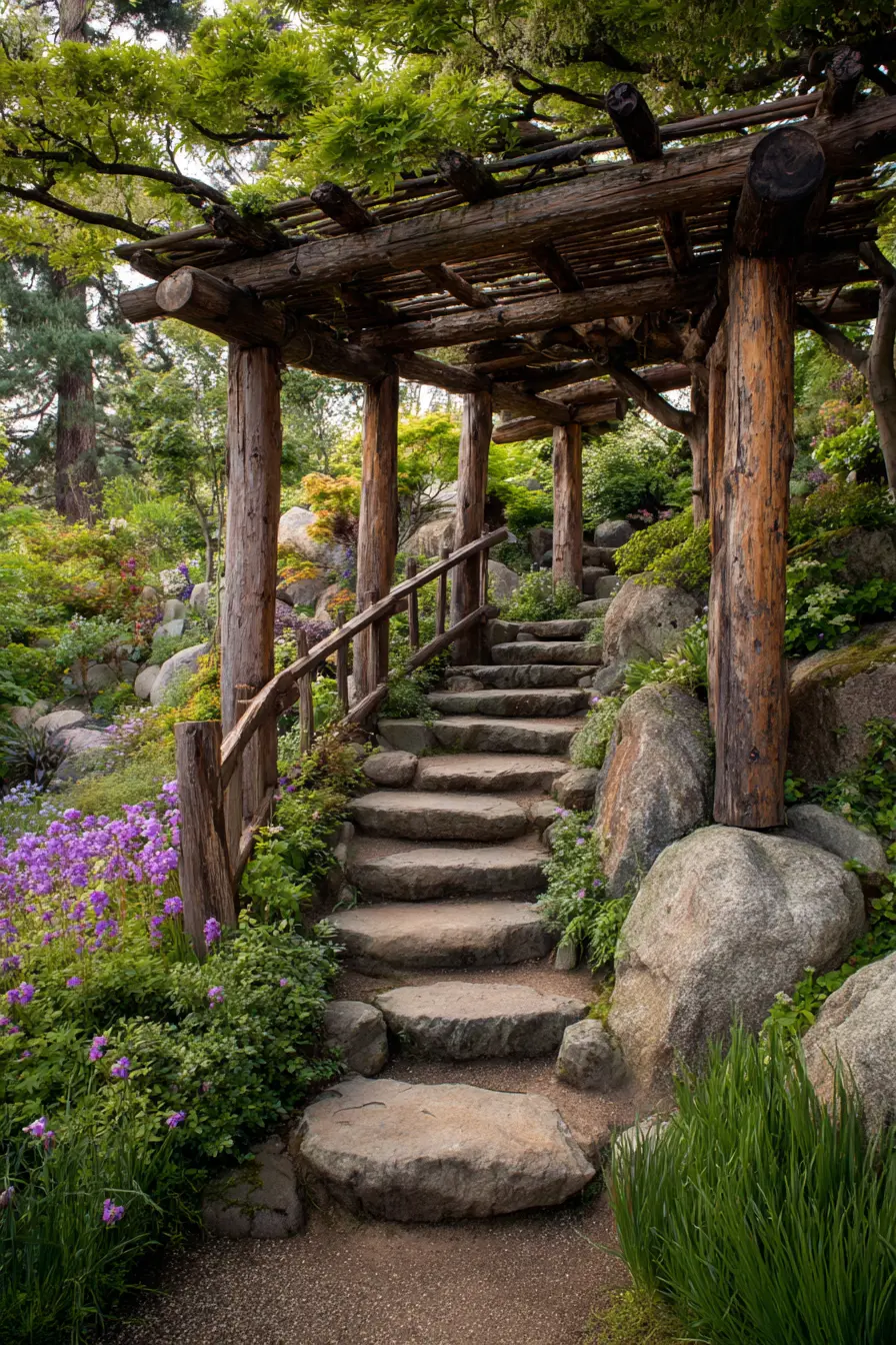 Japanese-Inspired Stone Garden Stairs