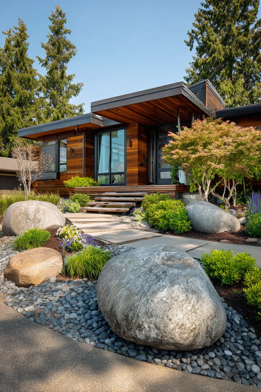 Modern Rock Border with Bold Boulders