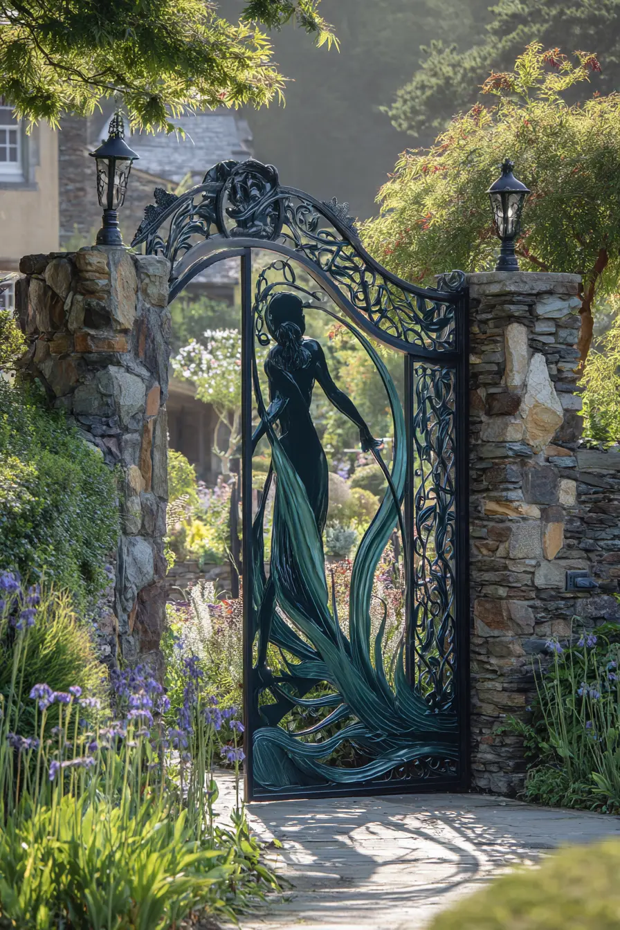 Artistic Gate with Sculptural Detail