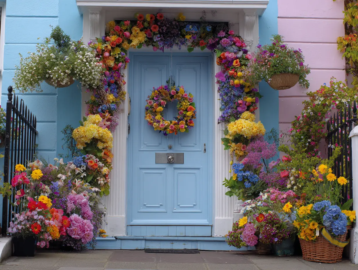 Install Symmetrical Floral Arrangements on the Front Door