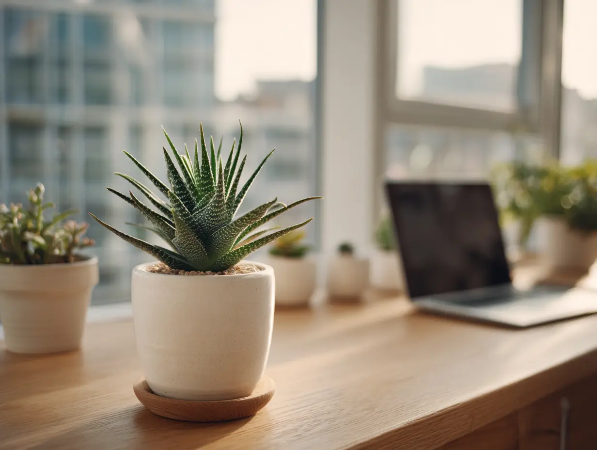 Keep Small Potted Plants on Your Home Desk