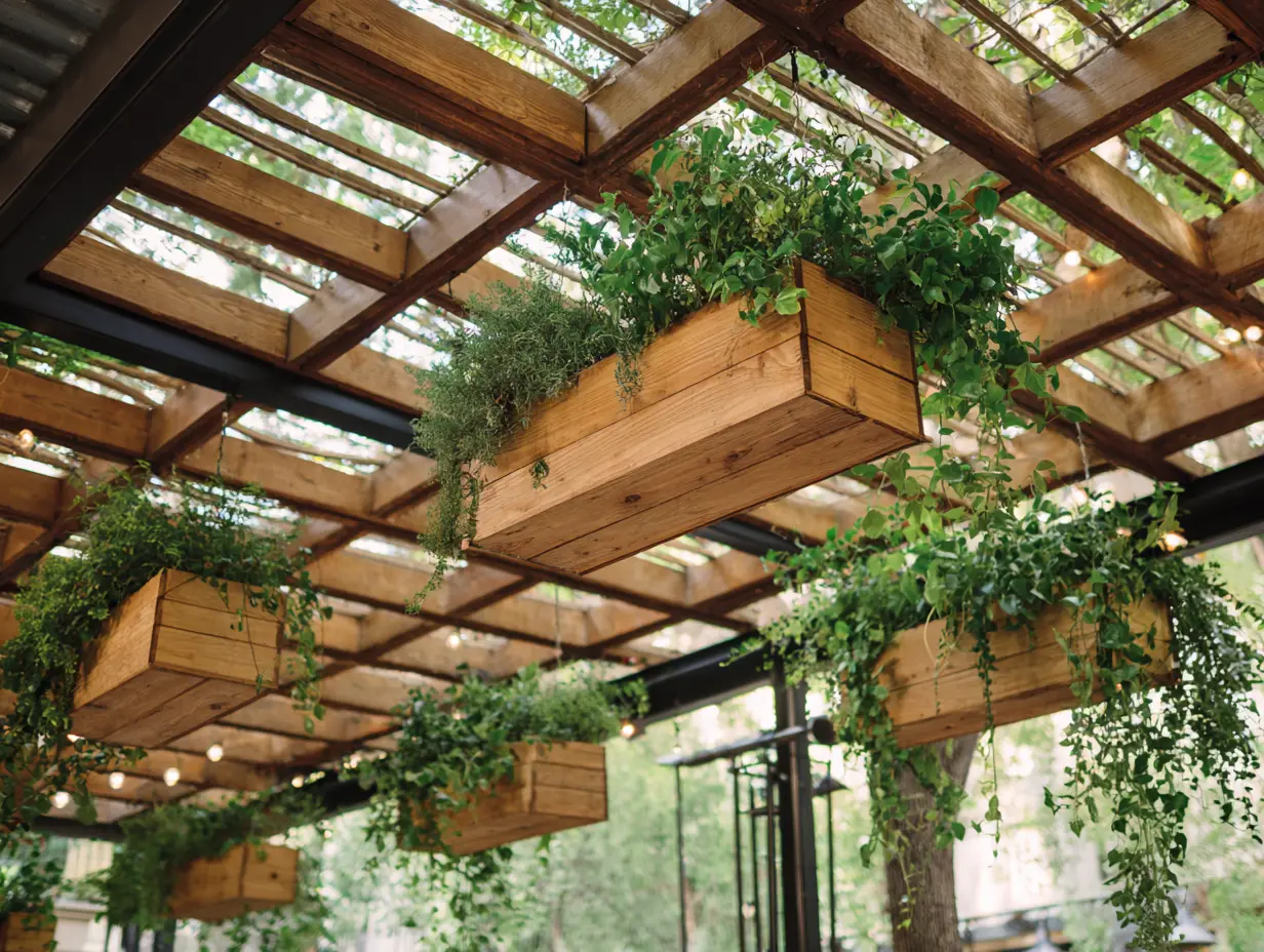 Utilize the Ceiling of a Covered Balcony to Hang Plants