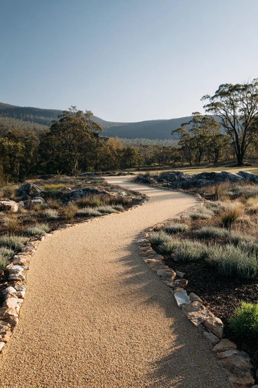 Winding Gravel Driveway with Natural Stone Edging