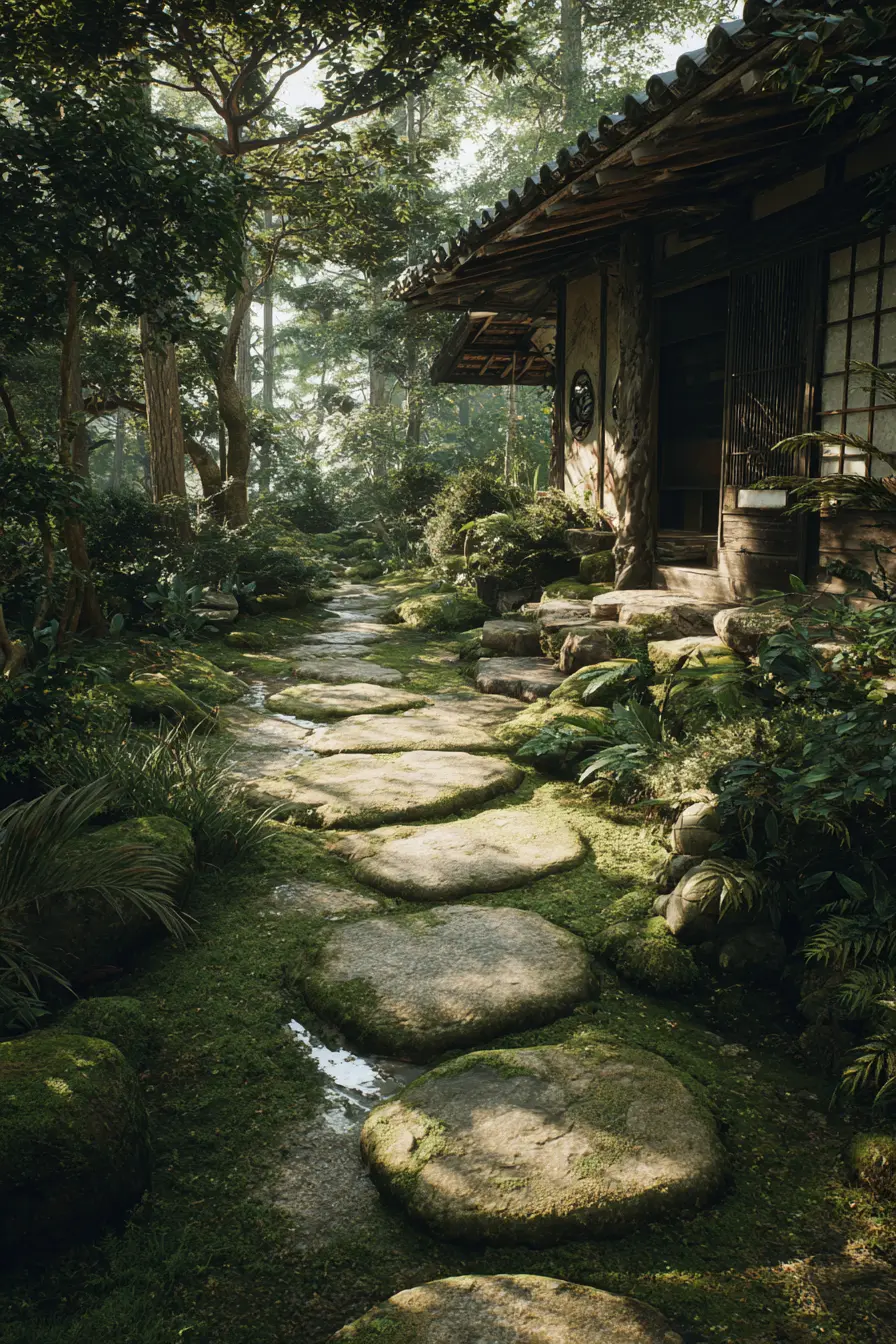 Moss-Filled Stone Pathway