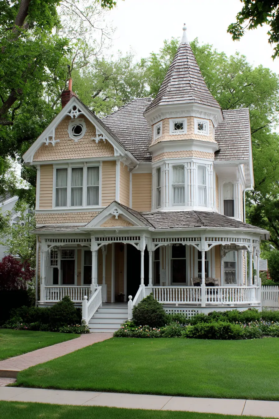 Victorian Elegance with Pastel Shingle Siding