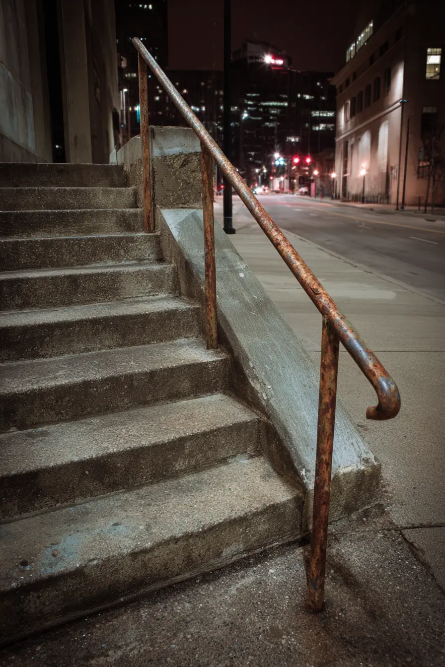 Rustic Metal Ramp Handrail with Urban Character