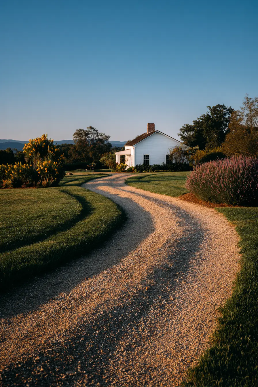 Gravel Driveway Divider with Country Charm
